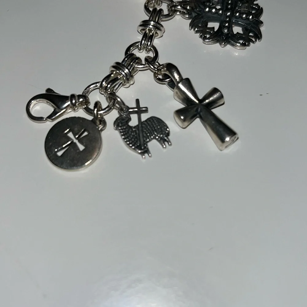 James Avery silver charm bracelet crosses, doves, sheep & shells Christian theme - Picture 7 of 10